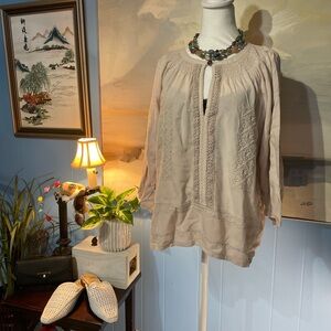 Philosophy Beige Embroidered Blouse
